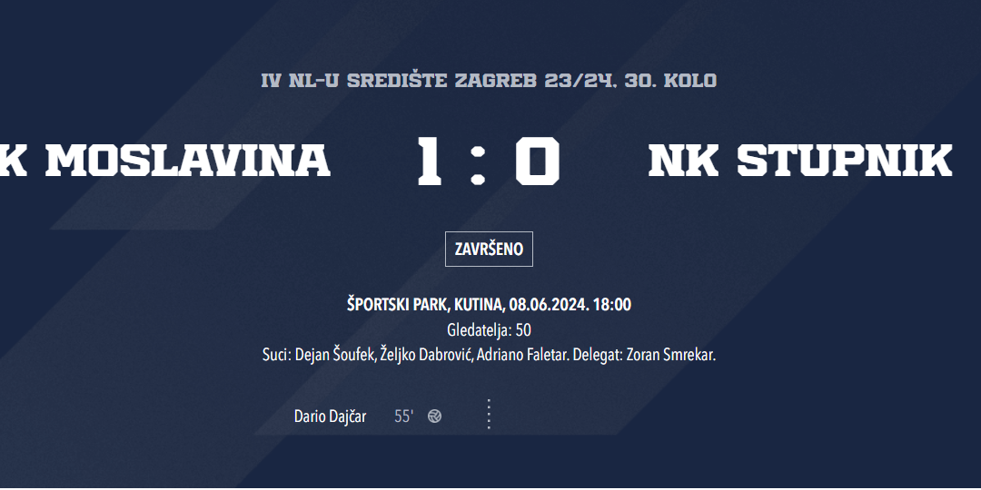 HNŠK Moslavina – NK Stupnik  1:0