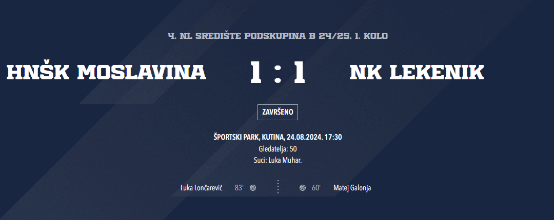 HNŠK Moslavina – NK Lekenik 1:1
