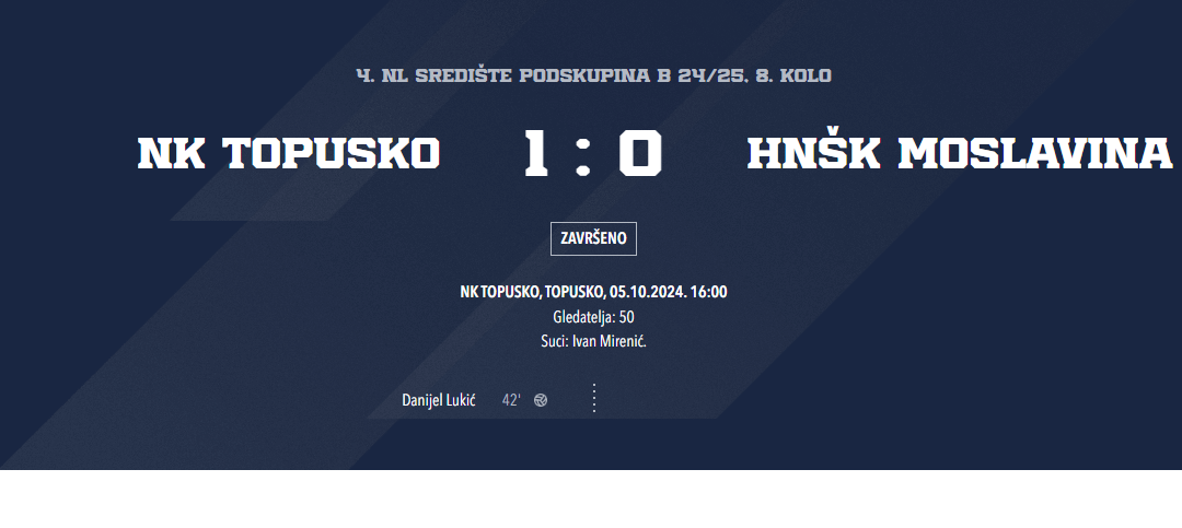 NK Topusko – HNŠK Moslavina  1:0